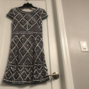 Adrianna Papell sequined cocktail/party/wedding dress. Cap slvs, worn 2x.